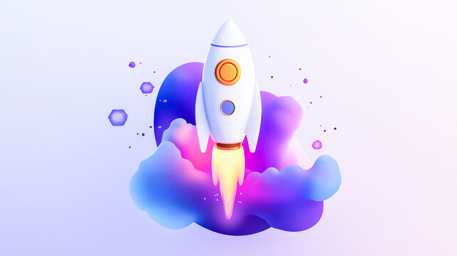 New product launch icon featuring a modern design and interactive launch button for digital marketing and branding
