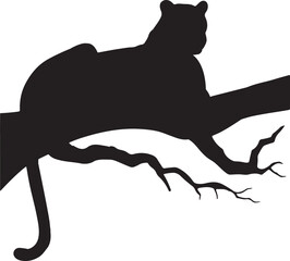 leopard laying on tree branch logo silhouette vector art illustration  © Mohaiminul