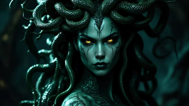 Medusa so Angry Face woman in mask, ai generative
