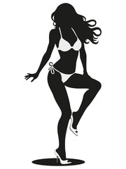 Dynamic Female Silhouette Bikini Swimsuit Dancer Pose
