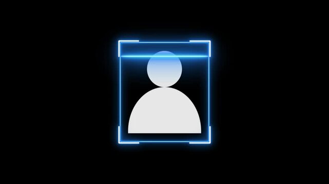 people Scan neon person icon neon icon of user in flat style, face recognition icon isolated on alpha channel background, Face identification scanner icon, Facial id, Cyber security, Neon people scan