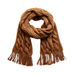 A Cable Knit Infinity Scarf with Tassel Edges Isolated on Transparent Background