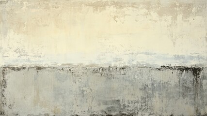 Obraz premium Abstract painting with neutral tones; beige and grey textures.