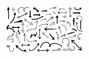 collection of various hand-drawn arrows in different styles and directions.
