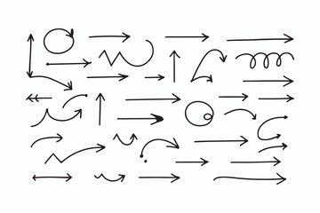 collection of various hand-drawn arrows in different styles and directions.