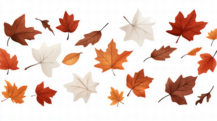 Obraz premium Collection of Watercolor Style Autumn Leaves on White Background