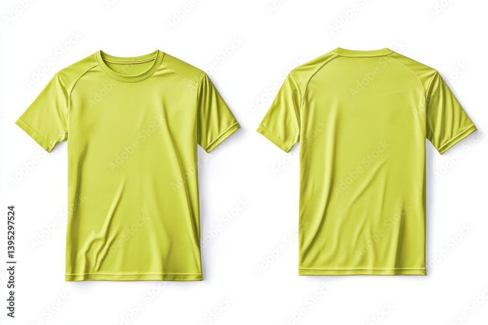 Poster bright green athletic shirt design showcases front and back views in a studio setting