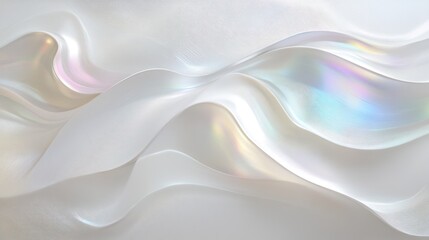 Obraz premium Iridescent white waves flowing, abstract background, digital art, website banner