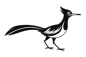 Roadrunner in Silhouette Style with Crest, Long Tail