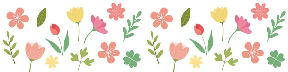 Vector spring seamless flower vector. Washi tape design.