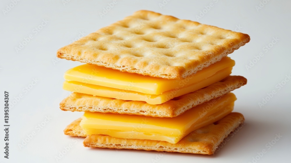 Poster stack of crackers with cheese slices. (1)