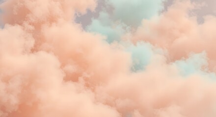 Peach  Mint Sky Cloudscape.