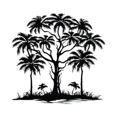 Fototapeta premium Jungle Tree silhouette clipart on a white background
