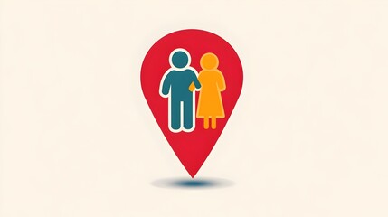 A location pin with happy family icons, in a vector logo. Concept: family, connection, and location, ideal for services or businesses related to family-friendly places, events, or travel.