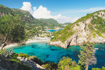 Obraz premium Picturesque views in Palaiokastritsa, Corfu island, Greece 