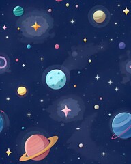 Colorful cosmic wallpaper featuring planets and stars in a vibrant space setting suitable for various backgrounds space, cosmos, planets, stars, wallpaper, colorful, celestial, dark, 