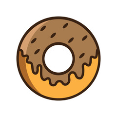 Chocolate donut or doughnut icon flat style vector design template isolated on transparent background.