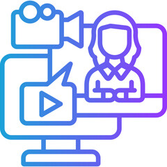 Video Ads line gradient icon