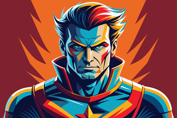 Vivid Pop Art Superhero Portrait with Determined Expression and Strong Colors © Anik