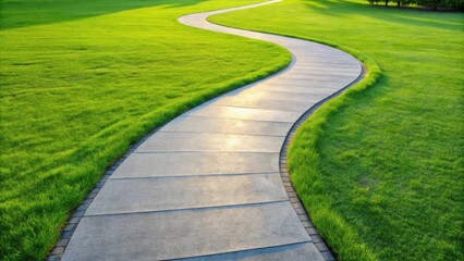 Obraz premium Serene curving pathway meandering through a lush green lawn