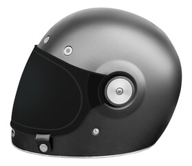 Side view vintage matte black helmet