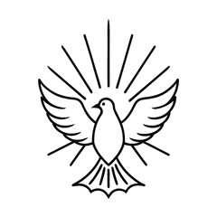 Large Dove with Rays of Light and Fire