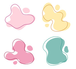 Organic abstract random blob colorful shapes fluid form set, Irregular round liquid vector element, Backgrounds, Highlights, Doodle design