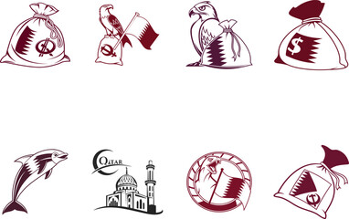 Qatar money various vector design