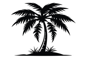 Fototapeta premium Silhouette Palm Tree on Island 