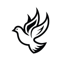 Simple Outline of a Dove with Three Flames