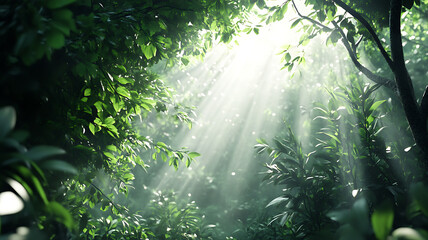 Fototapeta premium Enchanted Sunlit Forest Background
