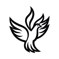 Obraz premium Simple Outline of a Dove with Three Flames Beneath