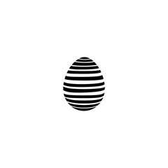 Black and white silhouette showcases a uniquely designed Easter egg with minimalist stroke lines, offering an abstract interpretation of traditional holiday