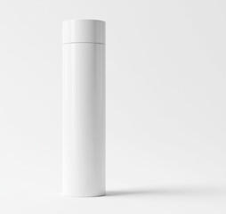 High-quality white thermos standing on a light background