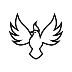 Simple Outline of a Dove with Three Flames Beneath