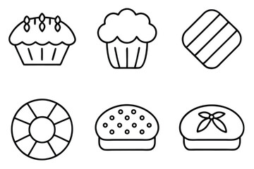 Bakery Icons Delightful Line Art for Your Designs