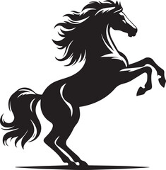 Black horse silhouette vector illustration showing a running stallion with flowing mane and tail