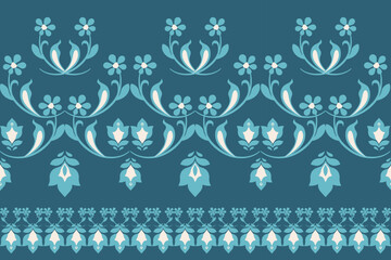 Floral,flowers, seamless, traditional ethnic, thai pattern, fabric pattern for textiles, rugs, wallpaper, clothing, sarong, batik, wrapping, embroidery, print, background, cover, illustration, vector.