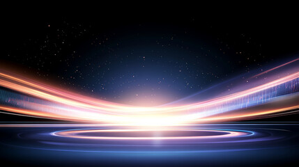 Obraz premium E-commerce product exhibition booth with blue technology background