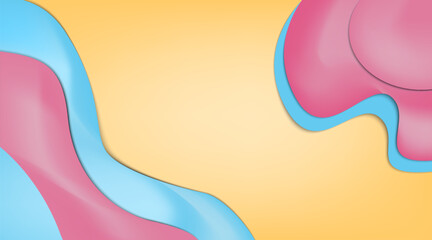 Colorful Abstract Background with Blue and Pink Organic Shapes on a Soft Yellow Backdrop for Modern, Creative, and Playful Digital or Graphic Design Projects
