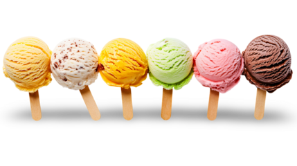 A row of ice cream scoops