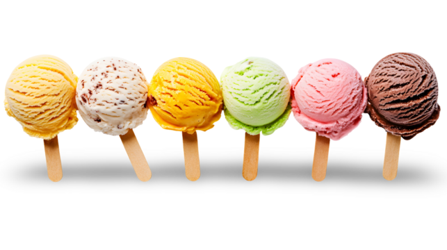 A row of ice cream scoops