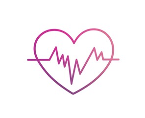 Heartbeat Icon with Gradient Pink and Purple Line, Isolated on White, Simple Design