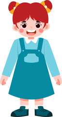 Joyful Girl in Teal Jumper and Pigtails