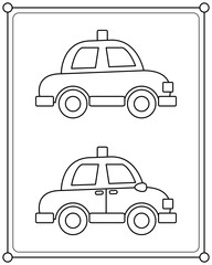 Cute Police car suitable for children's coloring page vector illustration