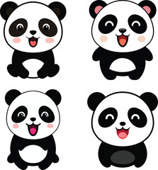 Baby panda smiling with tongue out, vector on white background.
