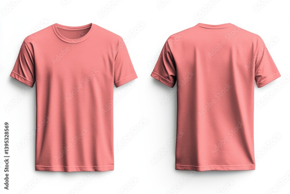 Poster colorful t-shirt design displayed from front and back on a plain background for online retail showca