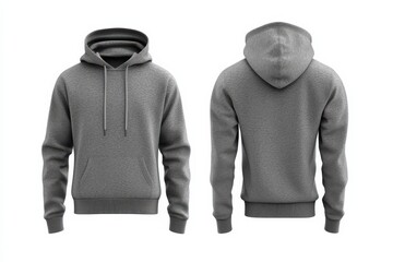 Simple gray hoodie design displayed from front and back angles showcasing casual fashion wear