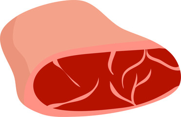 Marbled Red Meat Cut, Flat Lay Illustrationfor Idul Adha Celebration