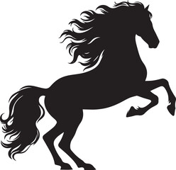 Black horse silhouette vector illustration showing a running stallion with flowing mane and tail